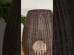 لامپ کف سه پایه رتان در خارج از منزل LED روشنایی ایستاده سیاه هتل دکوراسیون مدرن