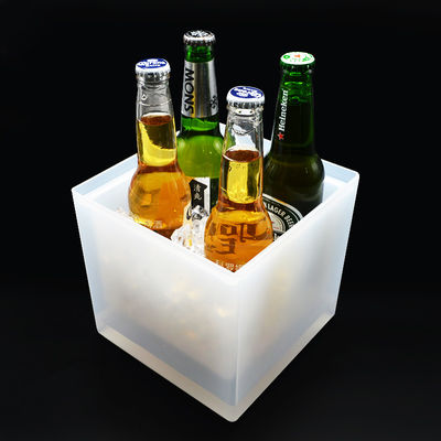 سطل یخ LED مربع مدرن دو لایه روشن کننده سطل شامپاین شفاف