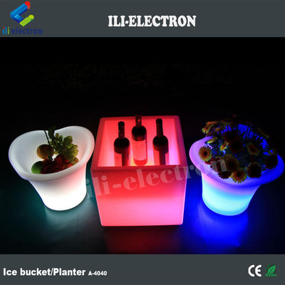 سطل یخ مربع LED پلاستیکی ضد آب قابل شارژ برای کافه