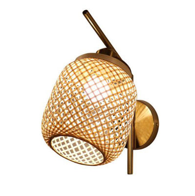 چراغ های دیواری رتان دست ساز، 3500K Wicker Rattan Lamp Switch Control