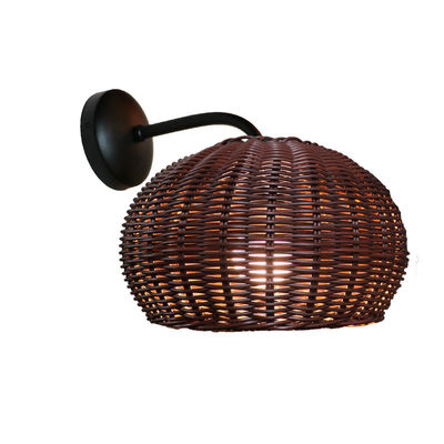 دست بافندگی رتان چراغ های دیواری Sconce ضد آب شکل گرد برای خارج از منزل