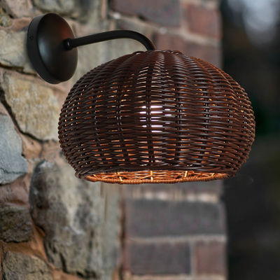 دست بافندگی رتان چراغ های دیواری Sconce ضد آب شکل گرد برای خارج از منزل