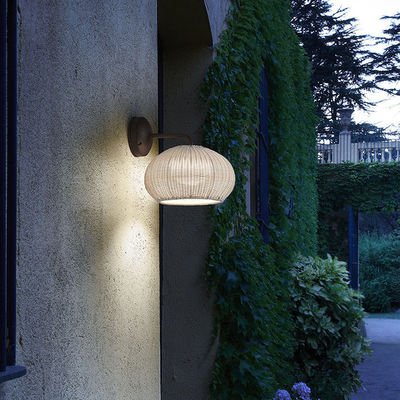 دست بافندگی رتان چراغ های دیواری Sconce ضد آب شکل گرد برای خارج از منزل