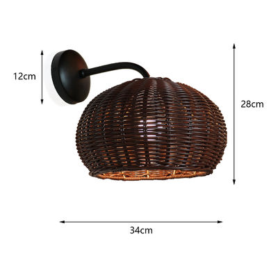 دست بافندگی رتان چراغ های دیواری Sconce ضد آب شکل گرد برای خارج از منزل