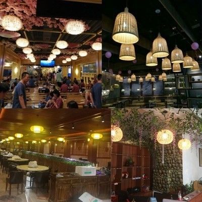 چراغ های معلق هنر مدرن دست ساز لامپ بامبو رستوران هتل لوستر رتان لوستر رتان