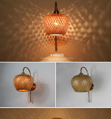 E27 لامپ دیواری بامبو با لامپ چوبی LED Sconce 3500K