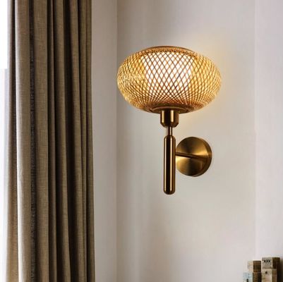 E27 لامپ دیواری بامبو با لامپ چوبی LED Sconce 3500K