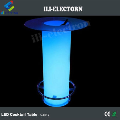 میز کوکتل با چراغ بالا شیشه ای LED، میز قهوه ای روشن با سطل یخ