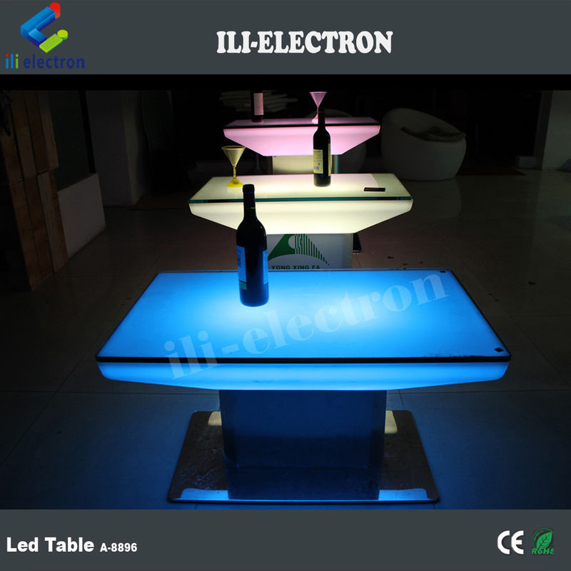 میز ناهار خوری LED مربع پلاستیکی با تغییر رنگ در فضای باز و داخلی